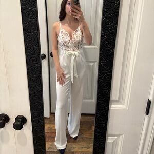 Ivory and White Wedding Weekend Jumpsuit